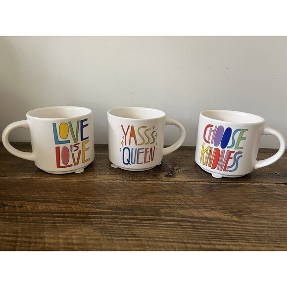 Queer Eye LGBTQIA LOT "Love Is love” Yass Queen” Ceramic Mugs Large Mug PRIDE - Picture 1 of 9